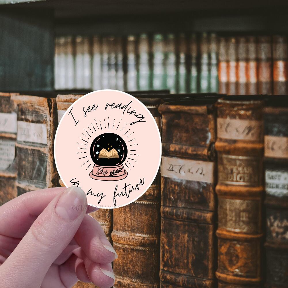 Crystal Ball Reading Books Sticker, Funny Bookish Booktok See The Future Mystic